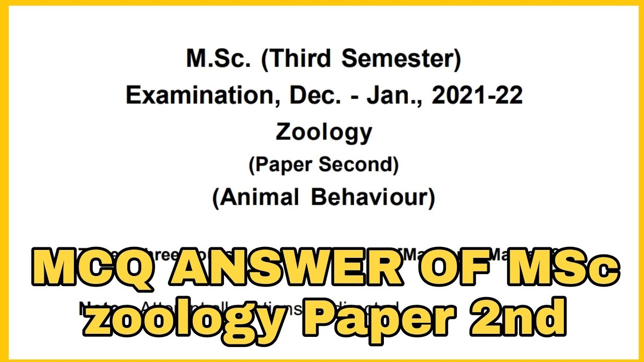 MCQ Answer of M.Sc.3rd Sem Paper 2nd (Animal Behaviour) #mscnotes #msczoology #mcqanswer