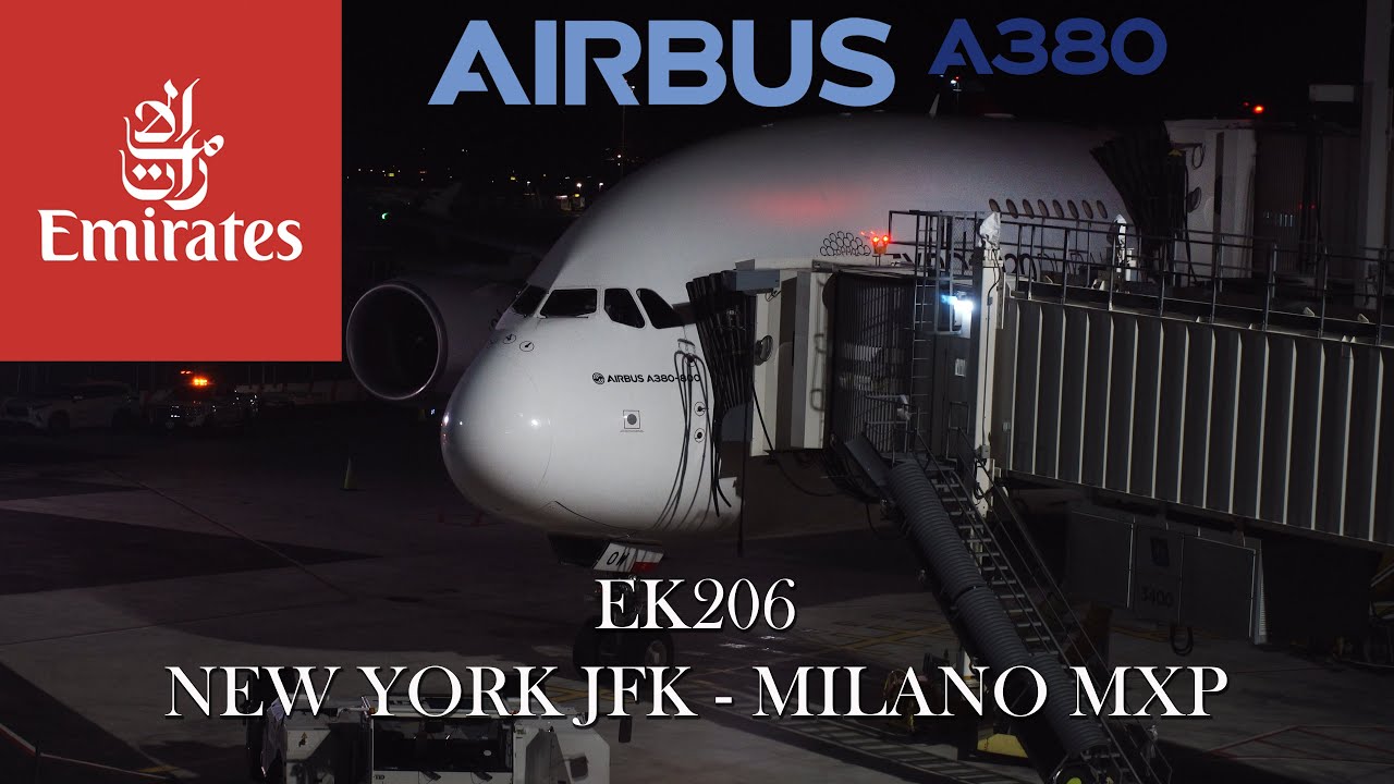 4K TRIP REPORT | Emirates Airbus A380 | EK206 | New York JFK ✈ Milan MXP  | Economy Class