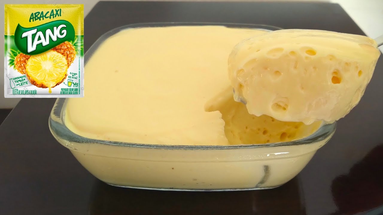 MOUSSE DE ABACAXI CREMOSÃO COM SUCO TANG FÁCIL E DELICIOSO