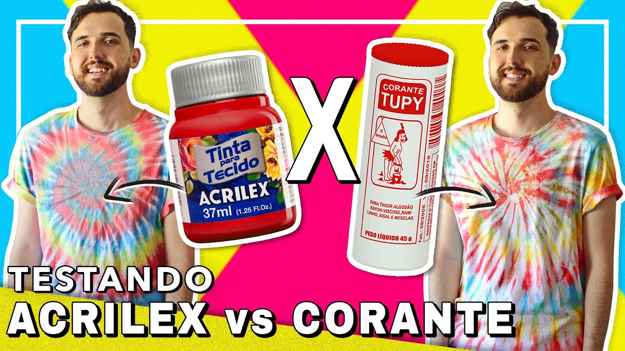 COMO FAZER TIE DYE ESPIRAL USANDO TINTA ACRILEX E CORANTE | QUAL É A MELHOR TINTA PARA TIE DYE?