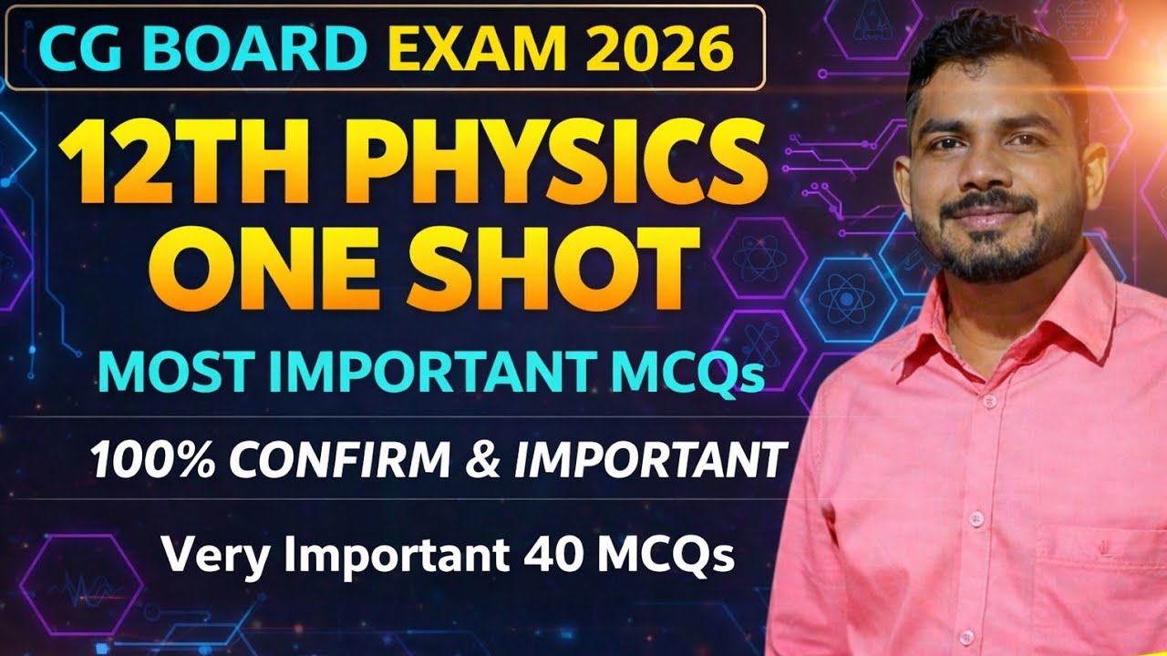 CG board class 12th Physics MCQs || Most Important 40 MCQs(Set-2) l CGBSE 2026