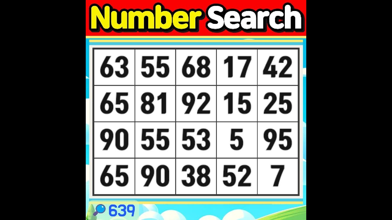Number Search #639 Today’s goal is to get at least five questions right.【Match | brain game】