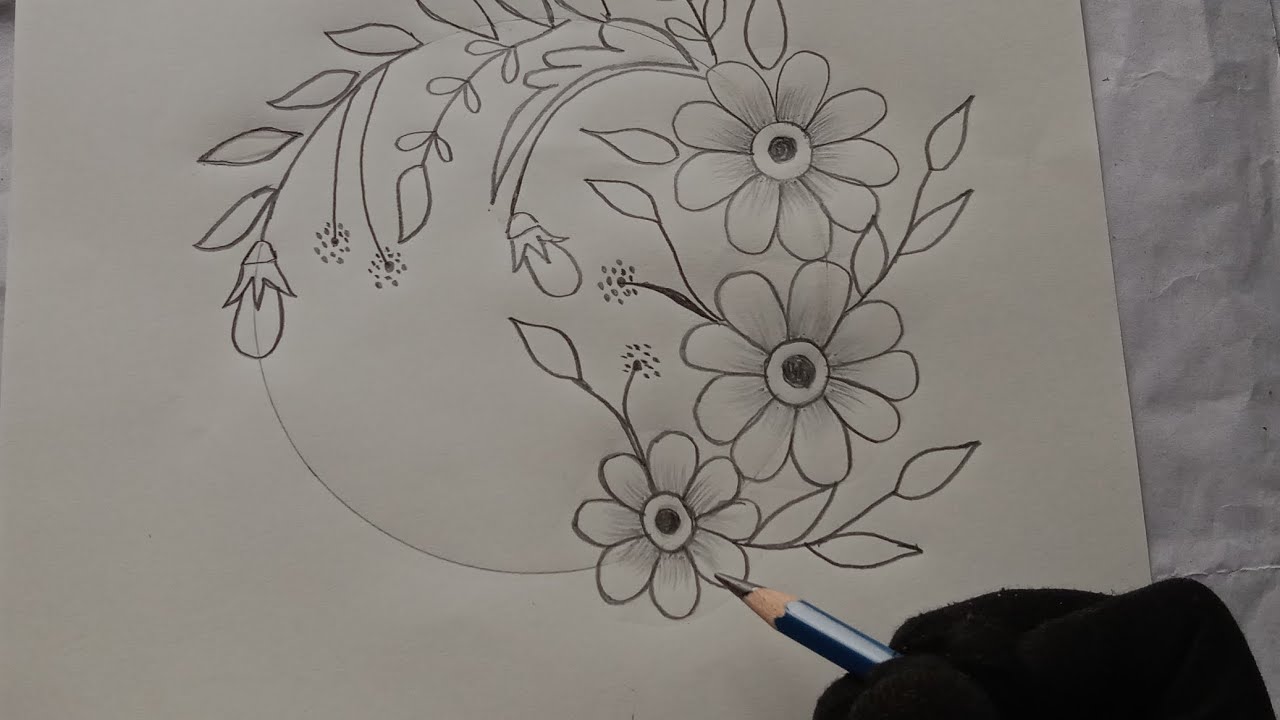 How to draw flower easy ।‌ easy flower drawing । Embroidery design