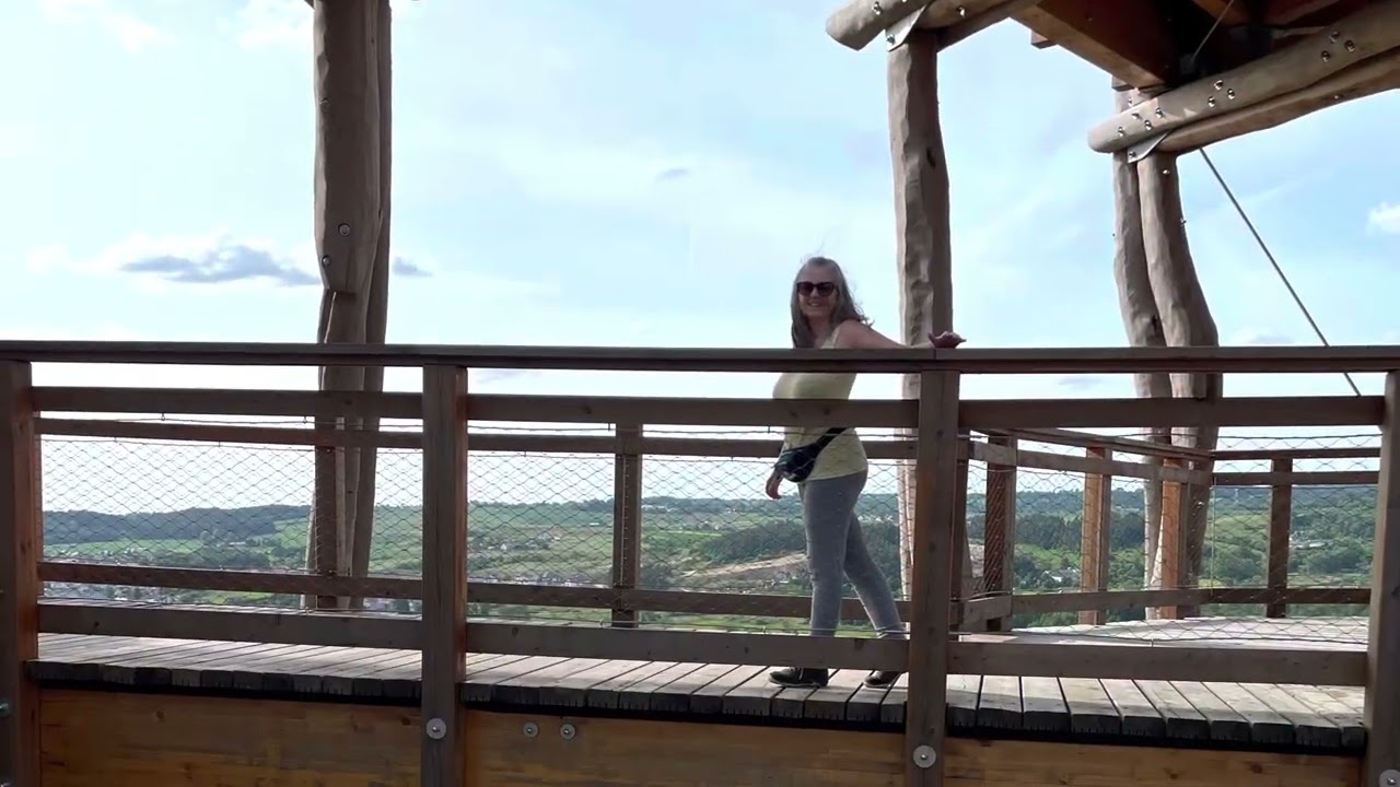 KURZA GORA Mazury Poland. Wooden viewing tower, 2K walk