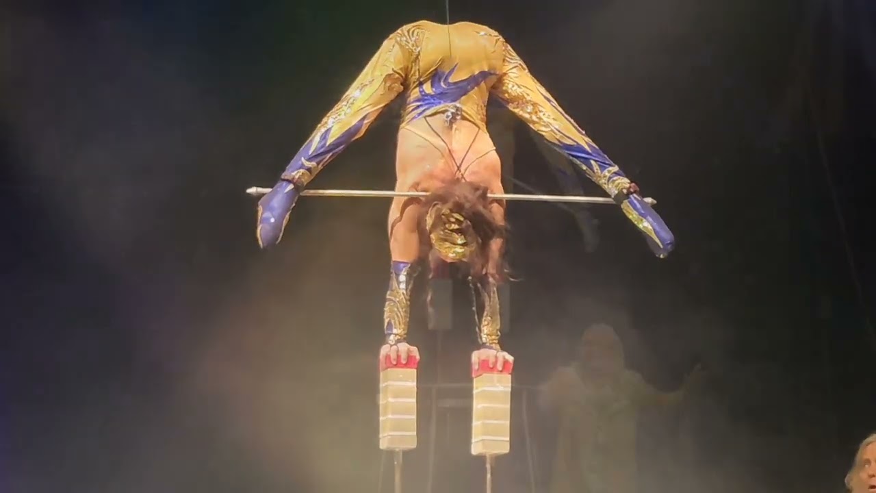 Circus act, handstand, by disabled artist Silke Pan