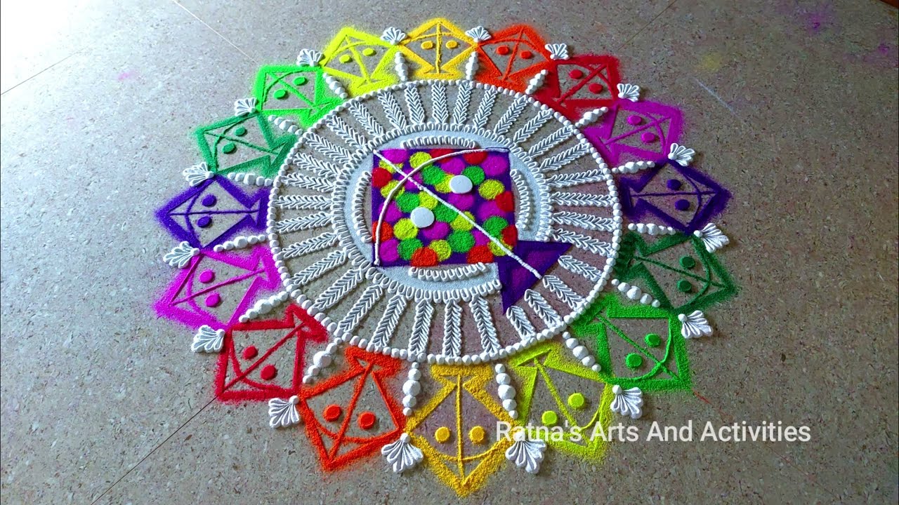 Simple KITE Rangoli for Makar Sankranthi | Pongal Special Muggulu 2023 | Bhogi Kolam | Gaalipata
