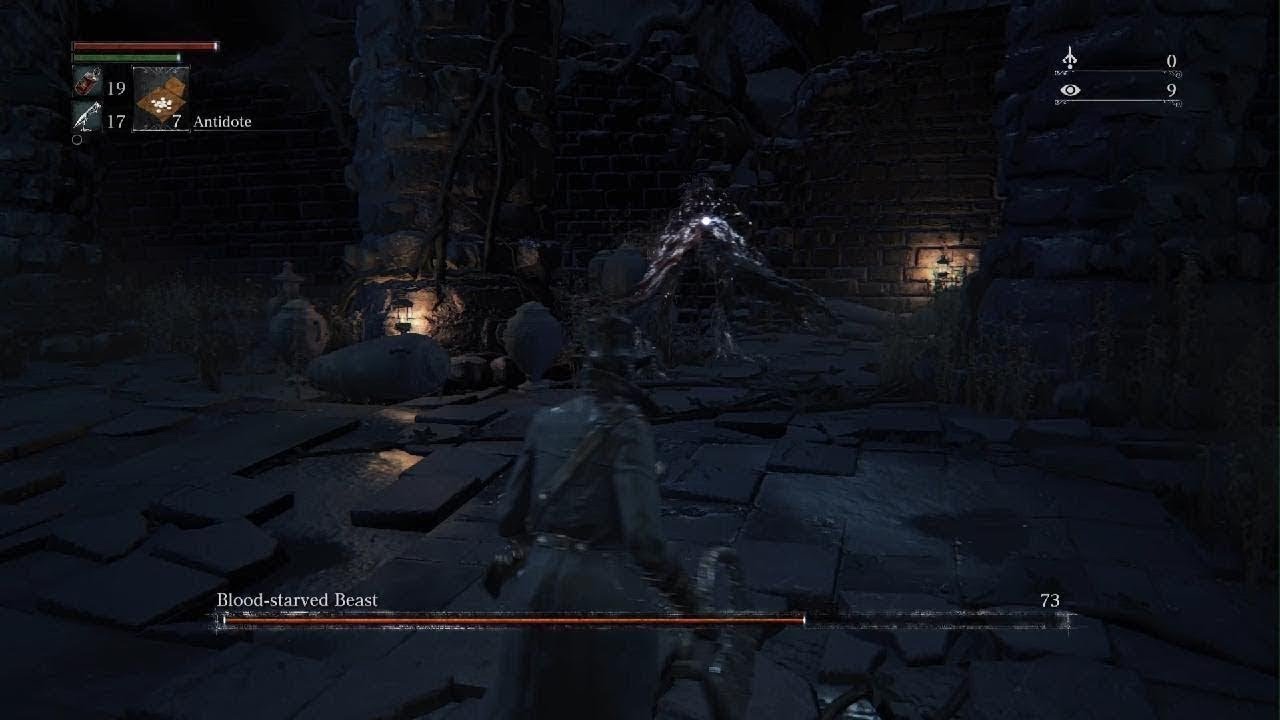 Bloodborne Blood-starved Beast battle.