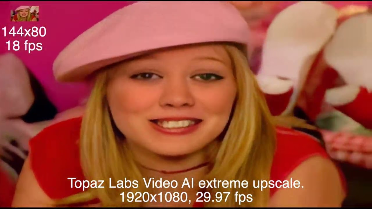 Topaz Labs Video AI extreme upscale (144x80@18fps to HD) - A Day In My Life - Hilary Duff VideoNow
