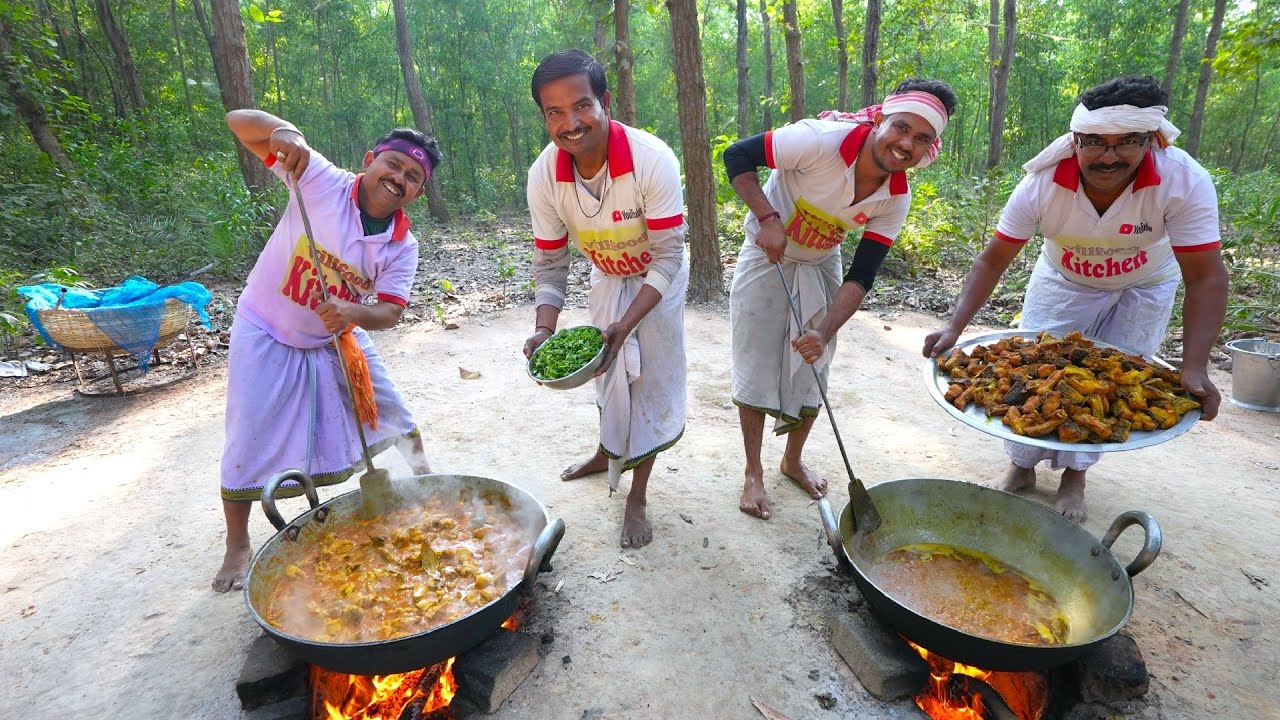 Famous Katla and Chicken curry cooking for village people | villfood Kitchen recipes