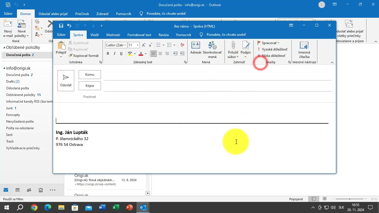 Ako si vytvoriť jednoduchý podpis v programe MS Outlook 2019