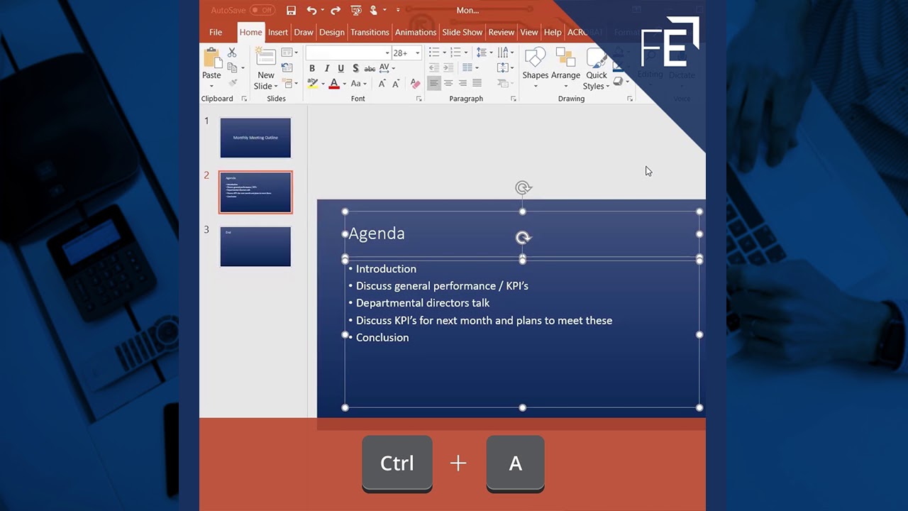 PowerPoint Keyboard Shortcut - Select all Text