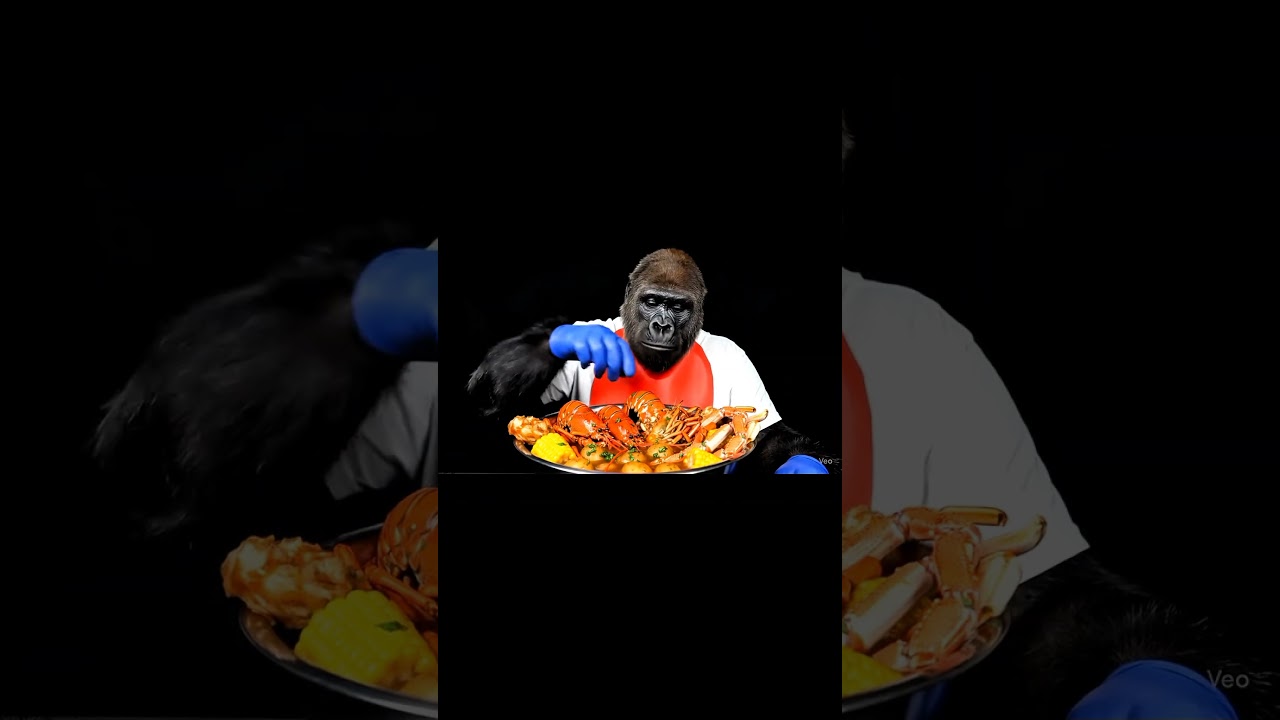 Monkey Food Vloger #aivideo #funny #monkeychallenge #monkeycomedy #veo3 #food #foodvlog