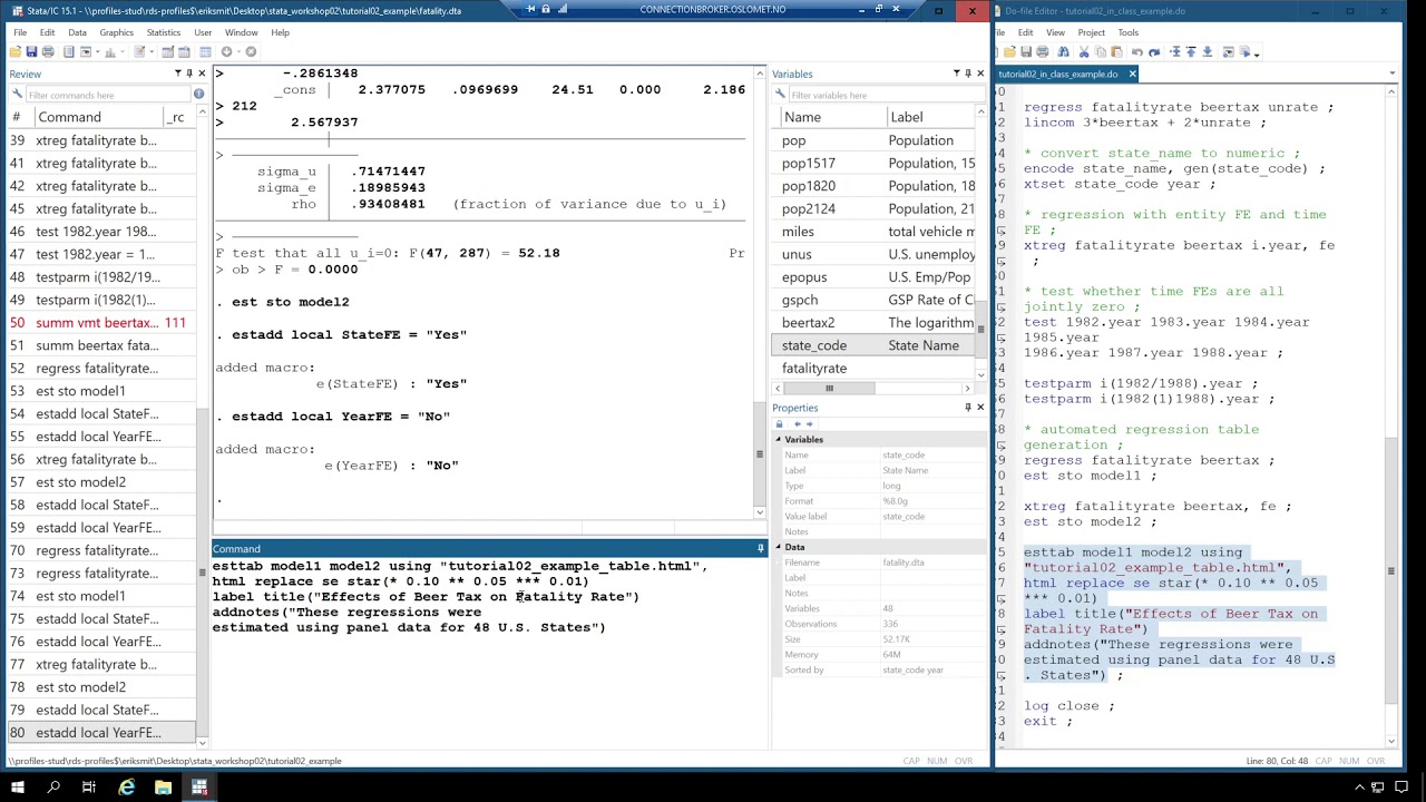 Stata 29   Reporting results from several models to a table with extra stats