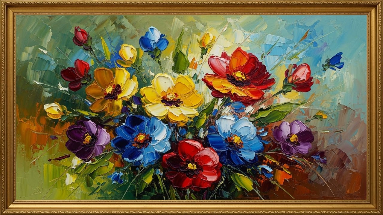 Vibrant Floral Impasto Art 🌸 2 Hour Gallery Style TV Display