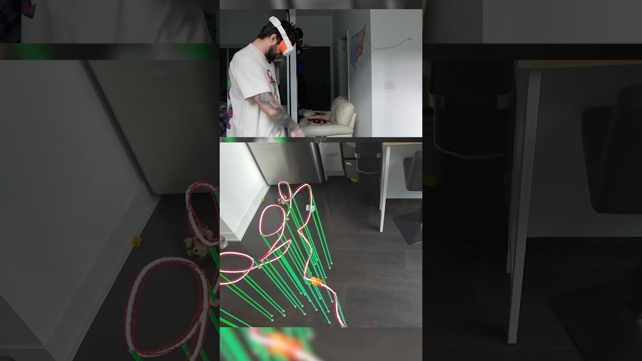 Making a roller coaster in my apartment 🎢 #newvrgames #gaming #coastermania #vr