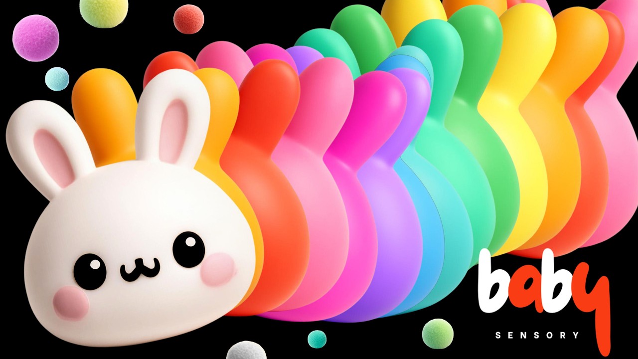 Baby Sensory Bunny 🐰🌈High Contrast Rainbow Dance Party for Babies 1 HR