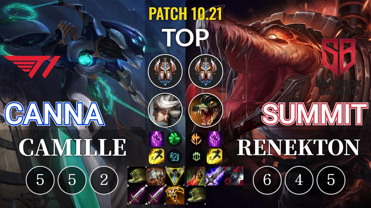 T1 Canna Camille vs SB Summit Renekton Top - KR Patch 10.21