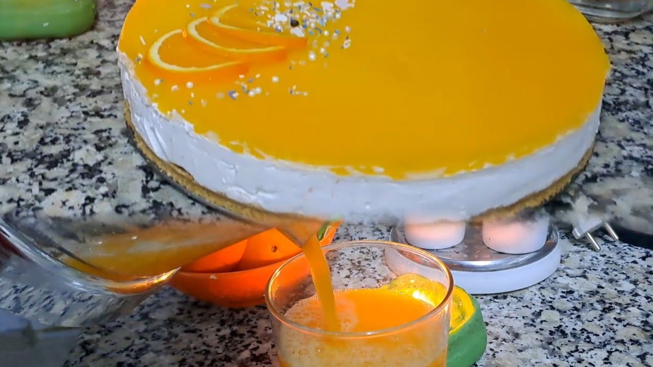 تشيز كيك البرتقال بالجيلاتين: قوام متماسك وطعم خيالي بدون فرن! 🍊