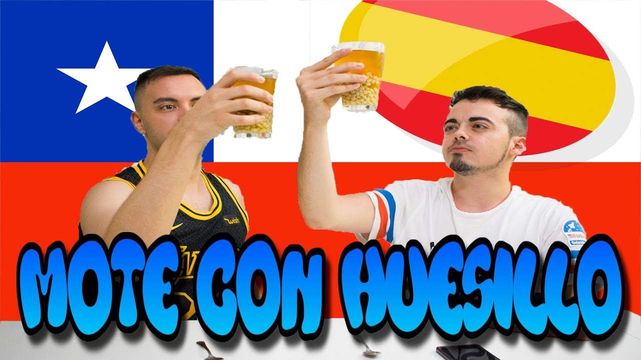 ESPAÑOLES PROBANDO MOTE CON HUESILLO / BEBIDA CHILENA / SOPAIPIÑAS