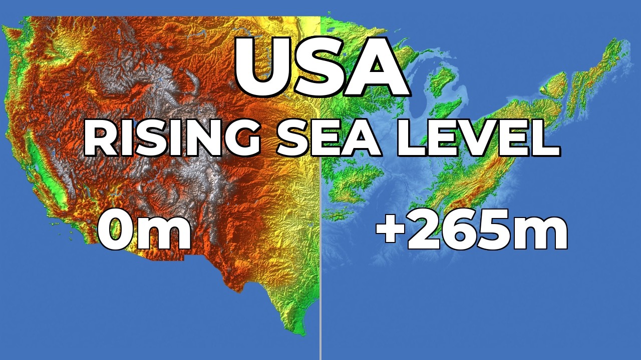 Rising Sea Level - USA 🇺🇸 (mainland only) 🌊 #geography #map #usa  #sealevelrise