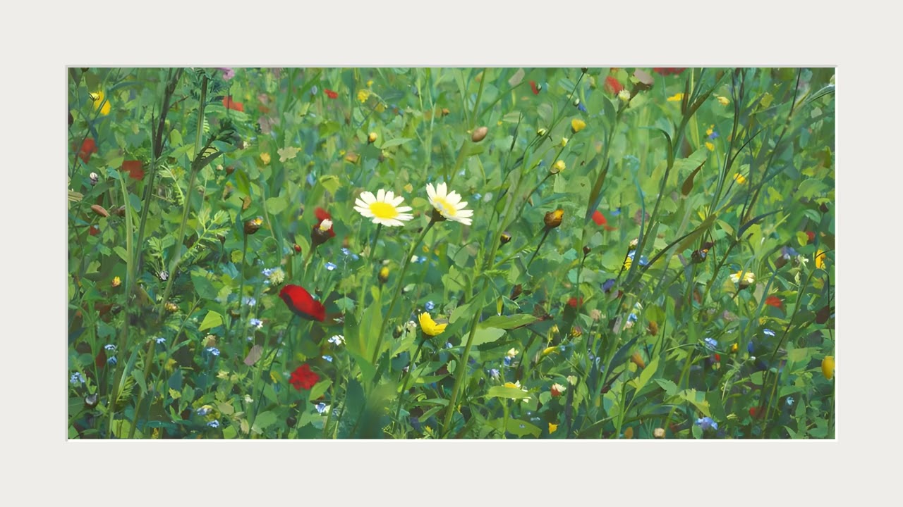 Countryside Meadow (White frame) | Premium 4K Ambient Art (2 Hours)