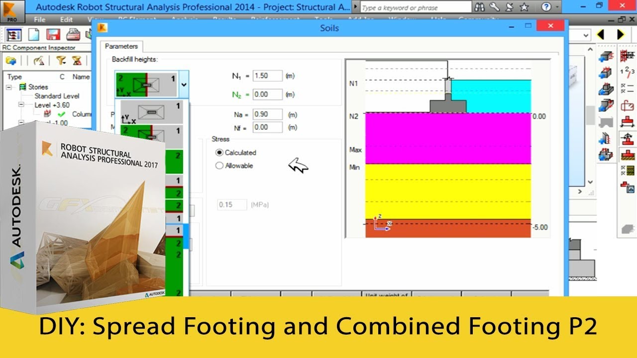 Autodesk Robot Tutorials 2016 - How to Design Spread Footing and Combined Footing Part 2