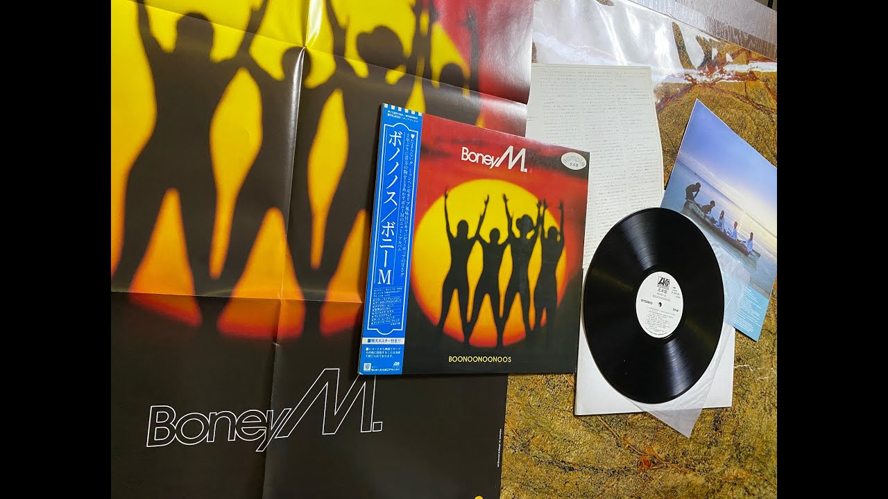 BONEY M - Boonoonoonoos  - I Shall Sing - LP Vinyl, RARE PROMO POSTER Atlantic &lrm; ORIGINAL Japan 1981
