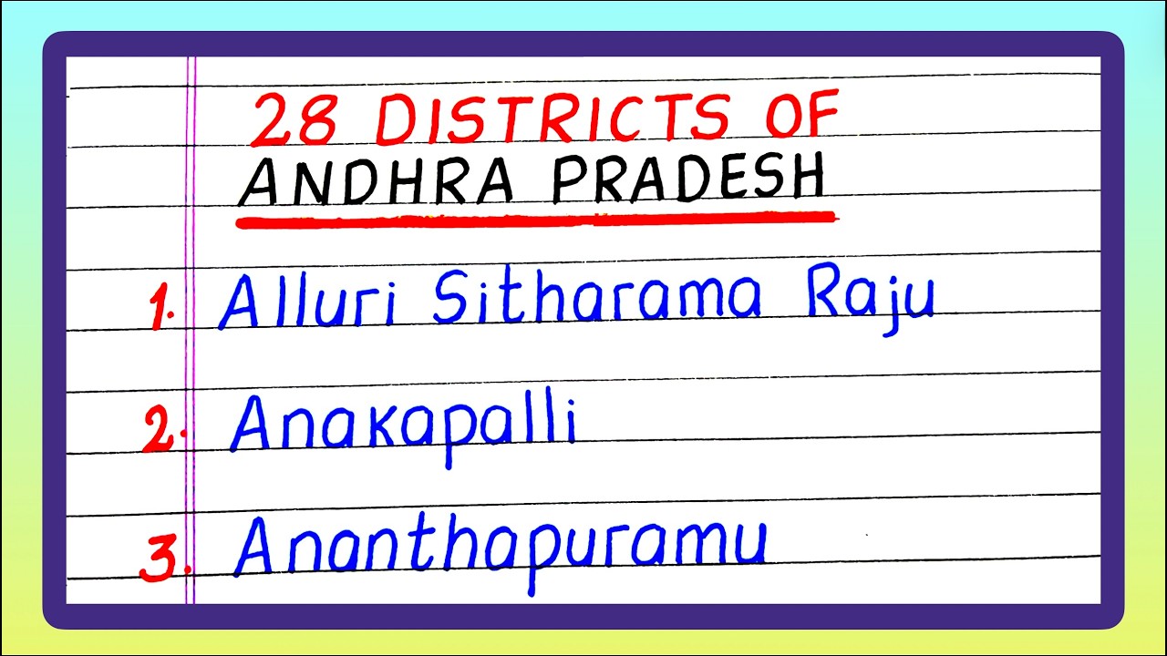 Districts Names in Andhra Pradesh | 28 Districts of Andhra Pradesh | Latest | in English