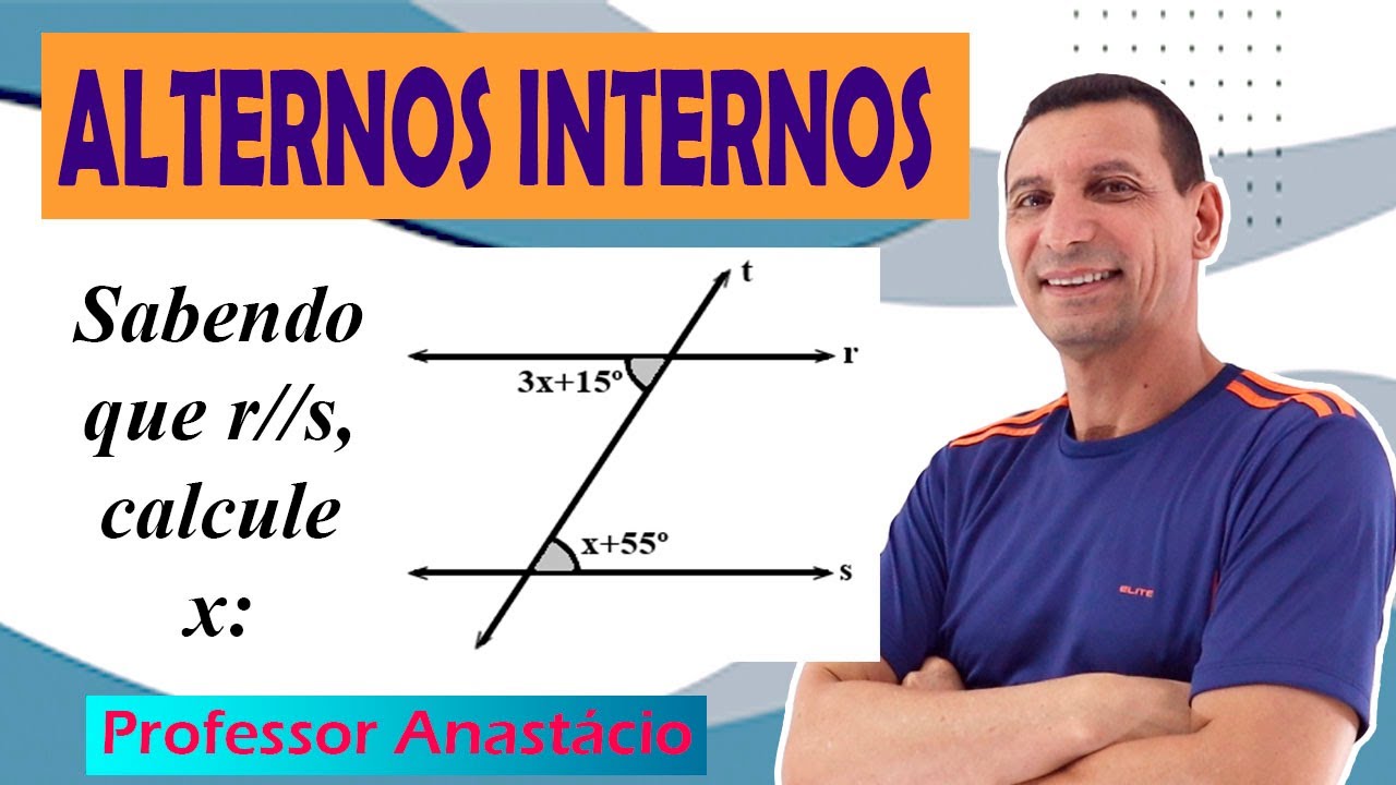Ângulos alternos internos. Sendo que r//s, calcule x: 3x + 15º = x + 55º #matemática_básica #algebra