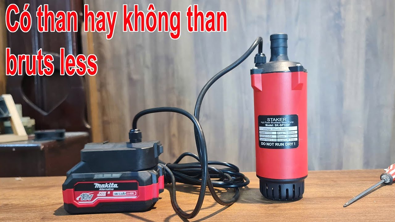 Mua bơm chìm xài pin m21 về tháo ra xem coi bền không, loại motor có than hay không than
