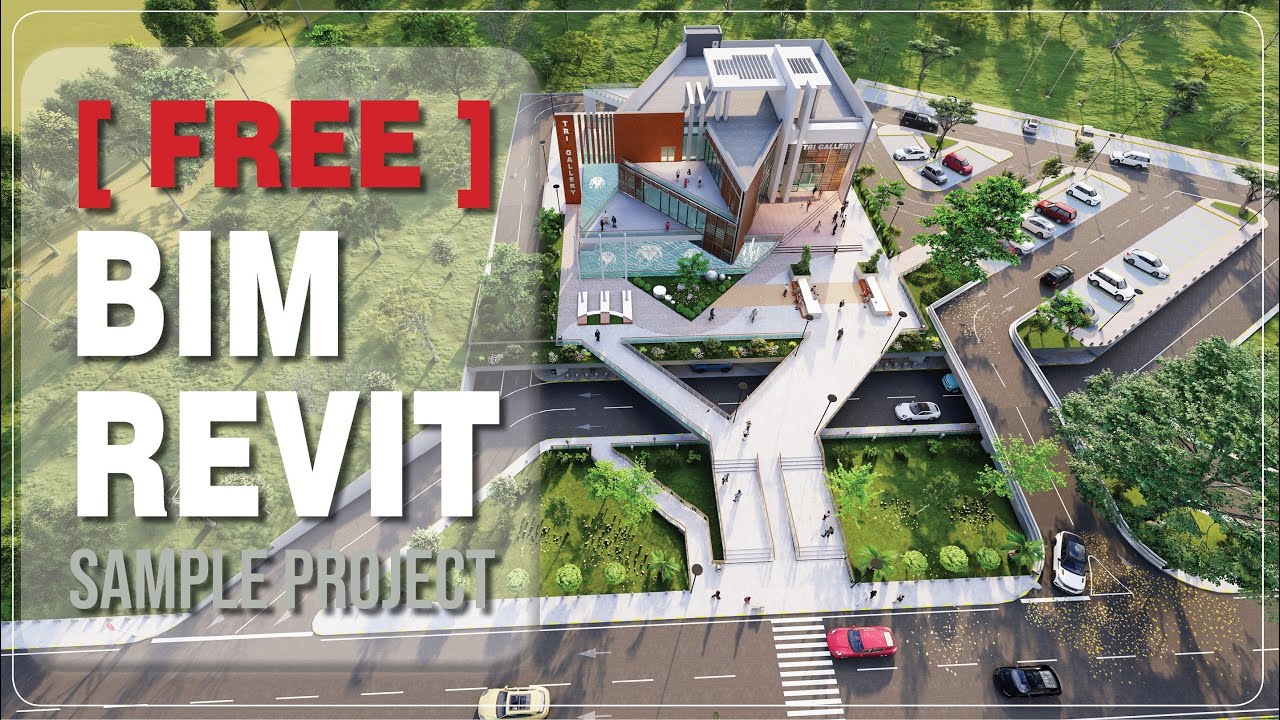 [FREE] BIM - Revit 3D 1of30 Gallery Building with Road & Parking Animation in LUMION 4K Rendering