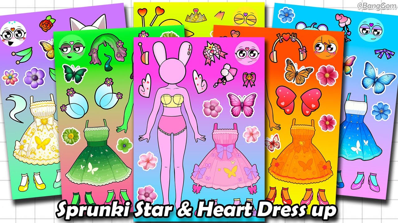 Sprunki Butterfly Dress Clothing Sticker Book 스프런키 나비 드레스 옷입히기 스티커 꾸미기