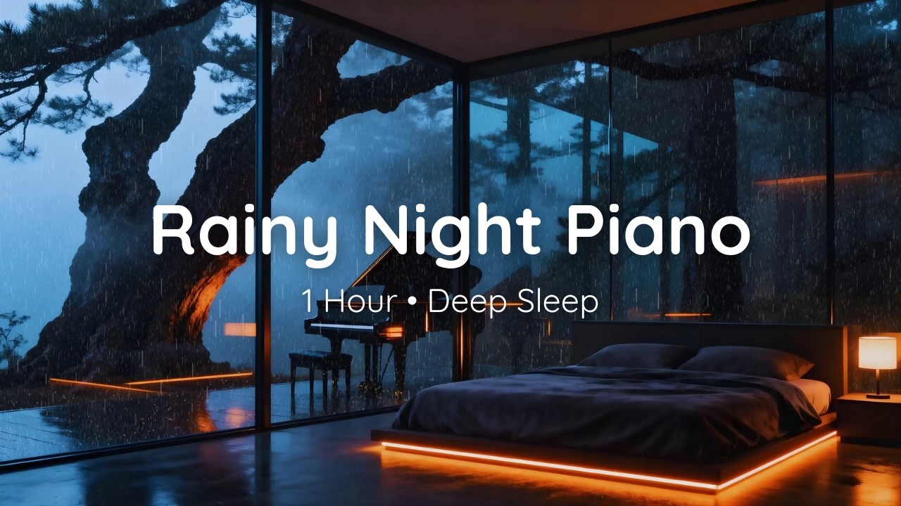 1 Hour Rainy Night Piano for Deep Sleep & Relaxation