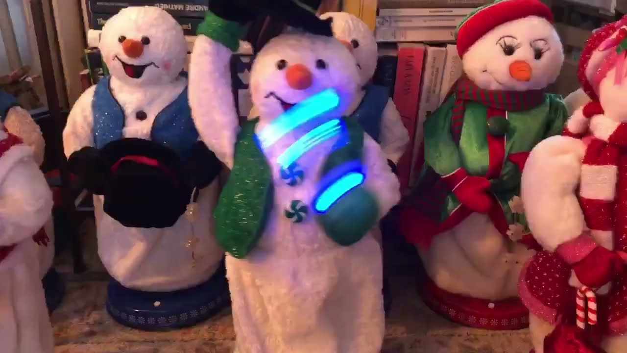 Gemmy 2005 spinning snowflake green peppermint snowman