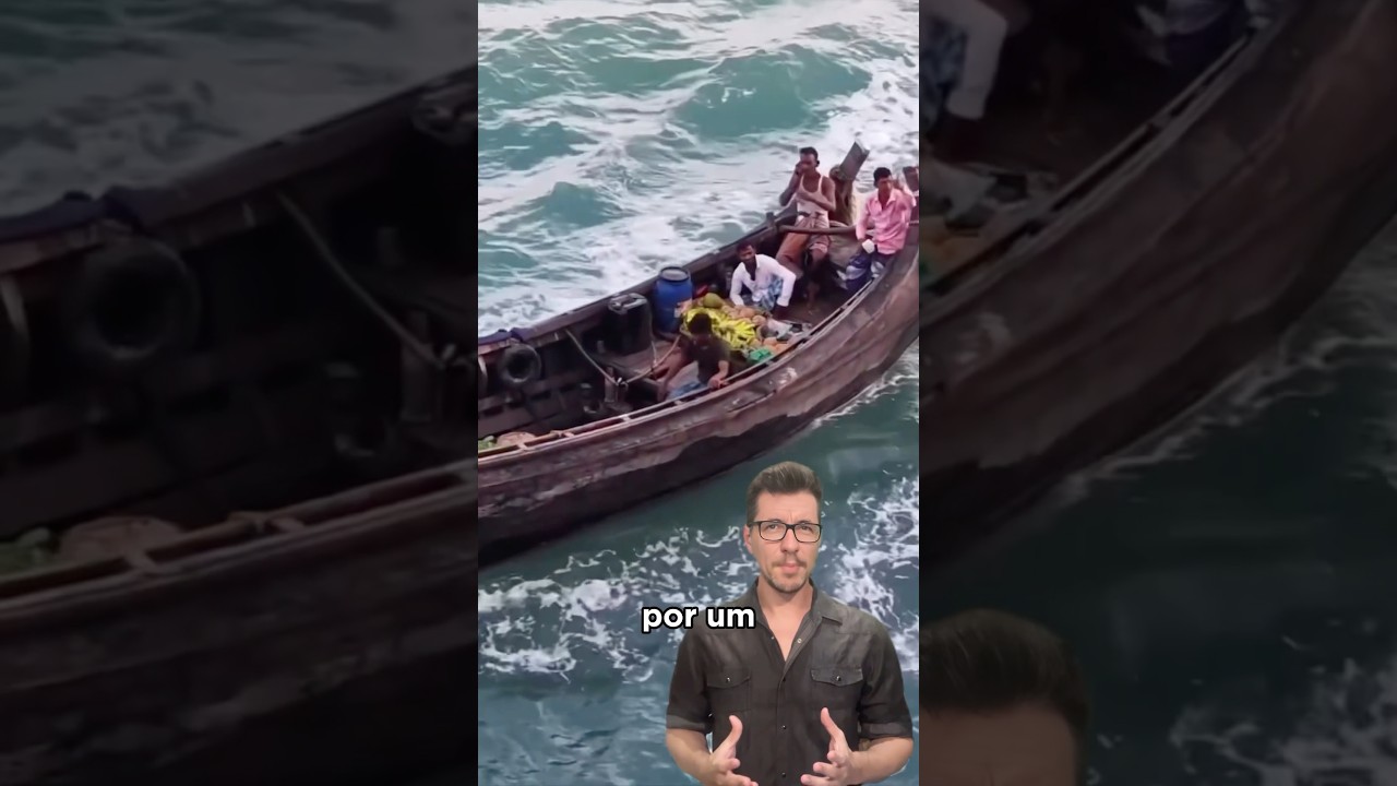Por que esse cara t&aacute; tentando afastar esse barco? 🤔