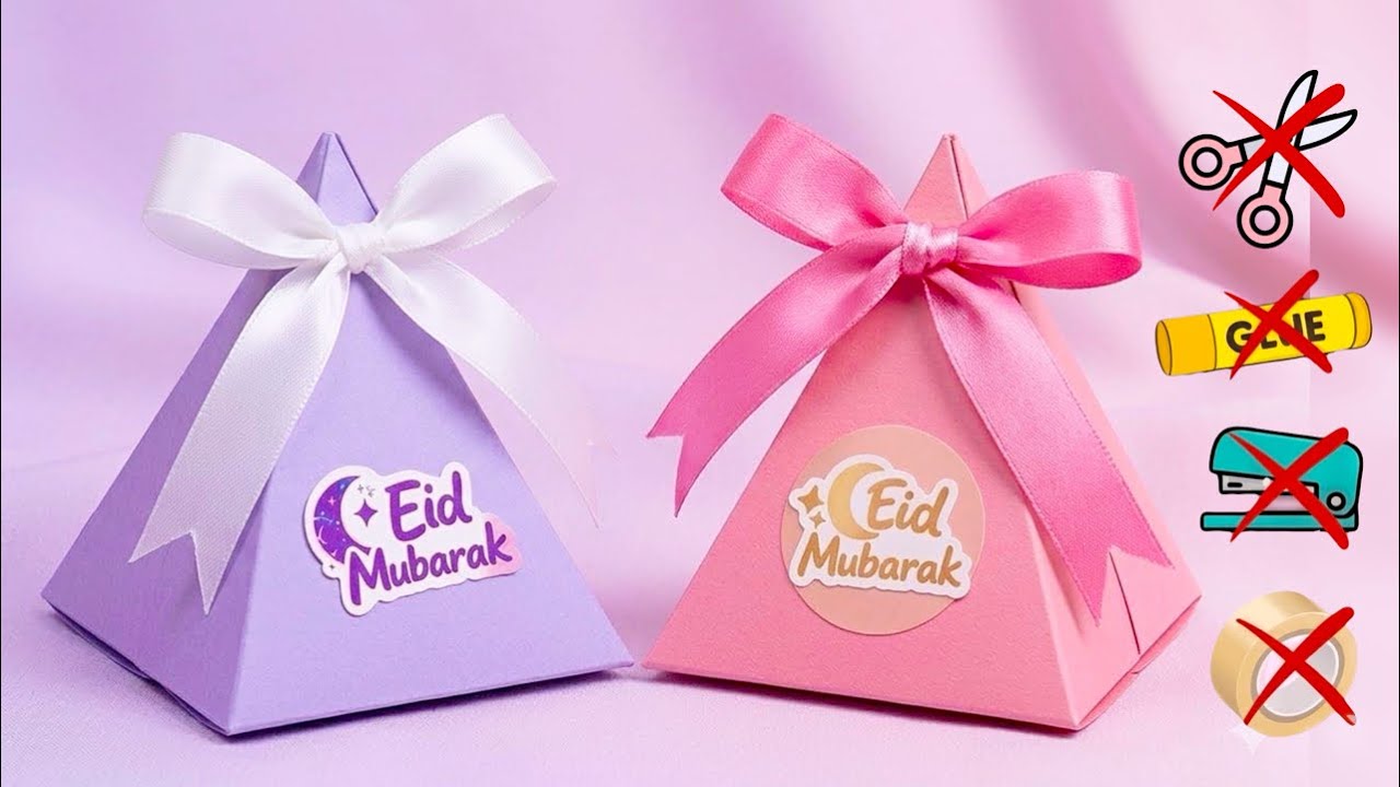 Eid Gift Box Tutorial | Easy Eid Craft | No glue DIY | Paper Craft