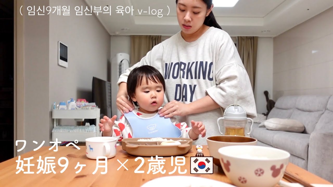 妊娠９ヶ月妊婦のワンオペルーティーン！！ 임신9개월 임신부의 육아 v-log!!! [日韓夫婦/韓国在住/한일부부]