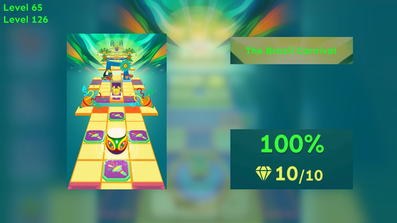 Rolling Sky  - The Brazil Carnival (Level 65/Level 126) - 10 Gems - 3 Crowns