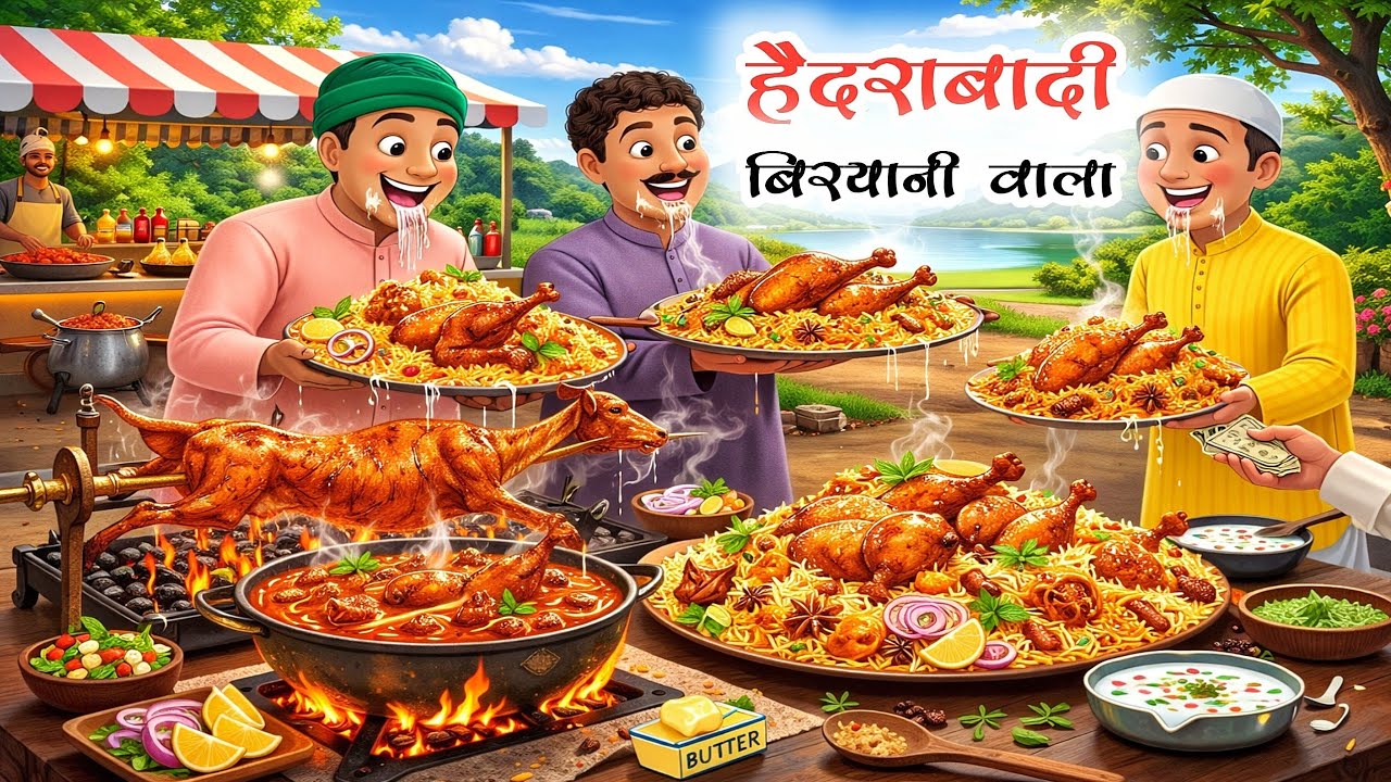 हैदराबादी चिकन बिरयानी वाला | Hyderabadi Style Biryani | Moral Story | Cartoon Video | Hindi Kahani 