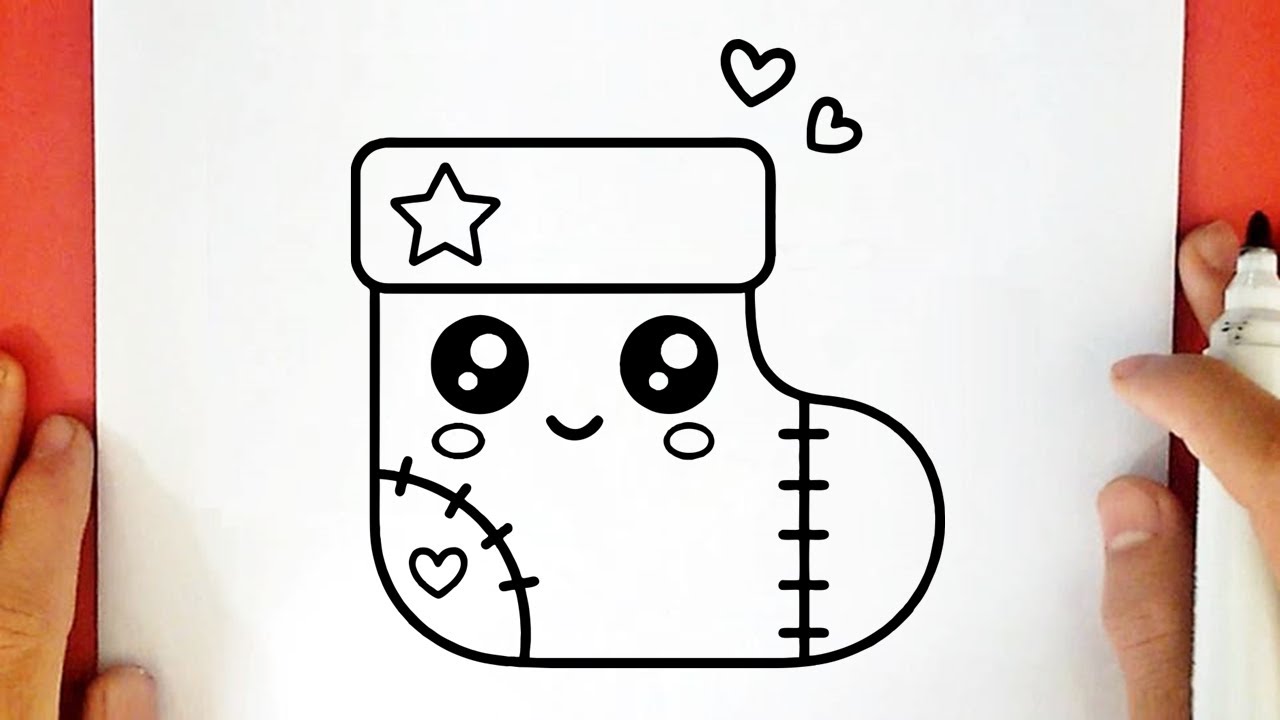 Comment Dessiner une Chaussette de No&euml;l Kawaii Facilement