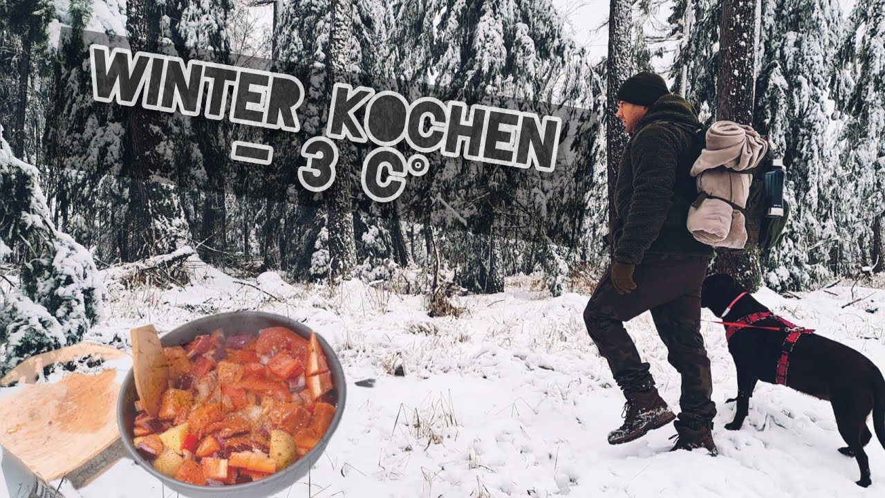 Kochen im Winter bei - 3 Grad. Outdoor . Natur .