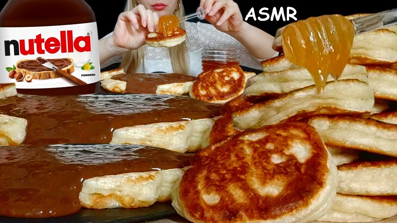 NUTELLA PANCAKES MUKBANG🍫🍪 * ASMR * Nusha ASMR