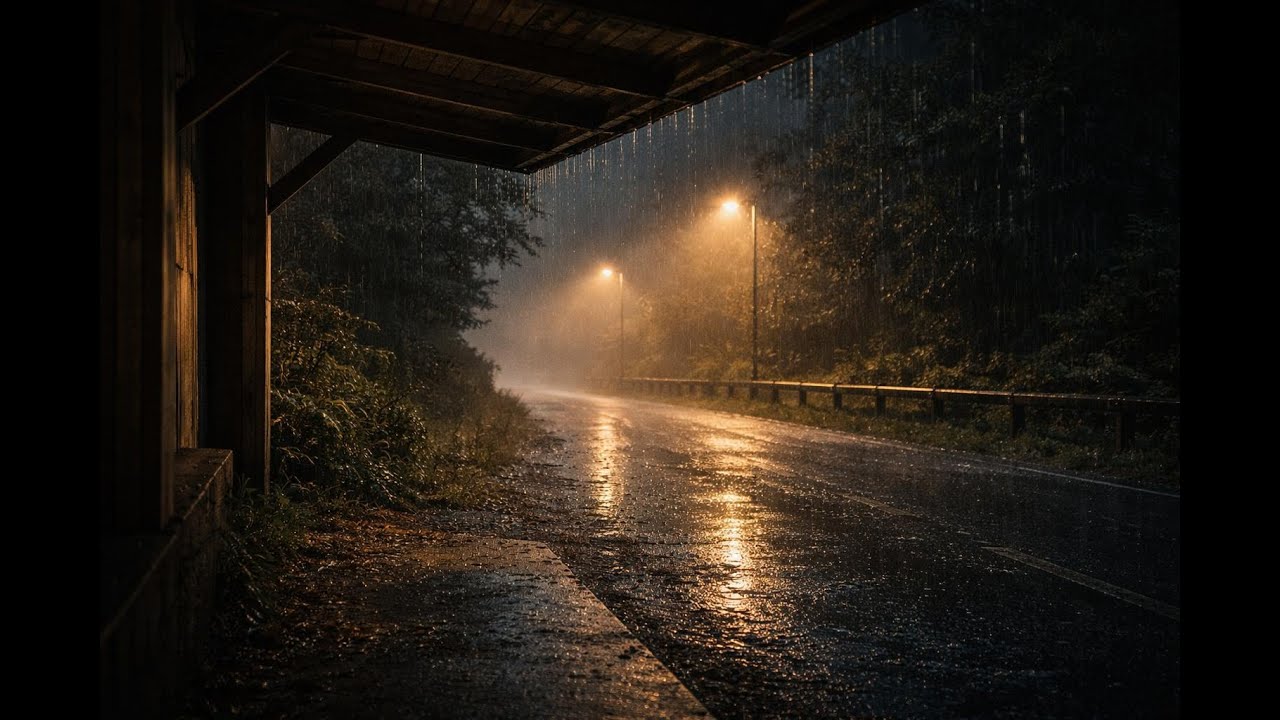 Night Rain Under a Quiet Shelter | Dark Ambient Sleep Sounds (1 Hour)