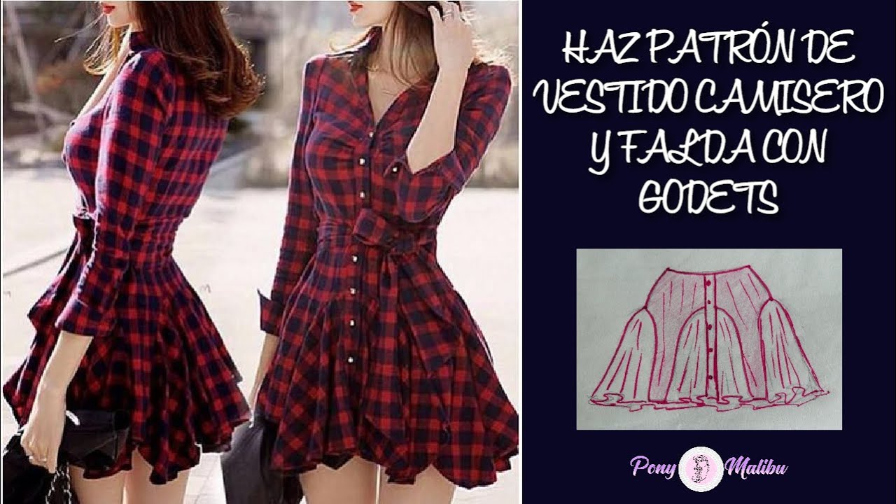 VESTIDO CAMISERO || APRENDE A HACER GODETS CIRCULARES EN FALDA