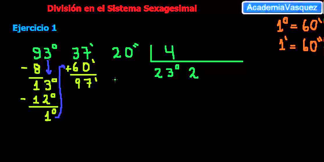 División en el Sistema Sexagesimal, Ejercicio 1