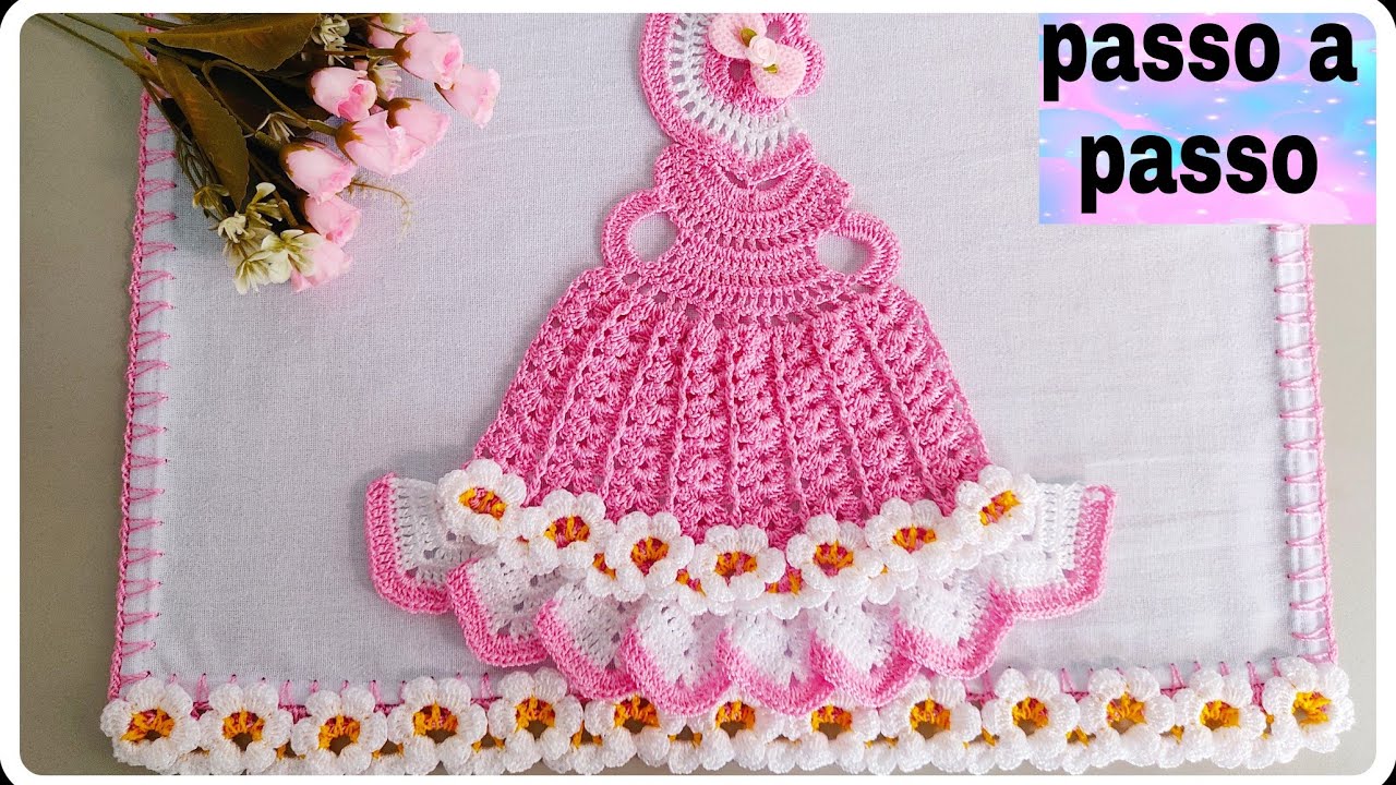 #croche#bonequinha#camponesa#panodeprato bonequinha de crochê para aplicar em pano de prato