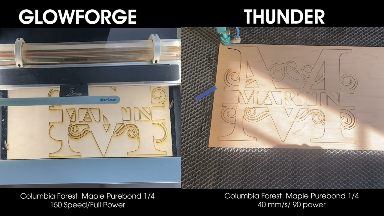 Thunder Laser vs. Glowforge Speed Comparison by Spin Customs