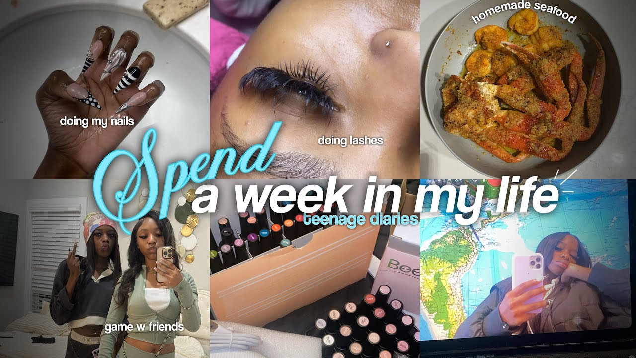 spend a week w me | school, grwm, lash client, nails, pep rally & messy game night! 