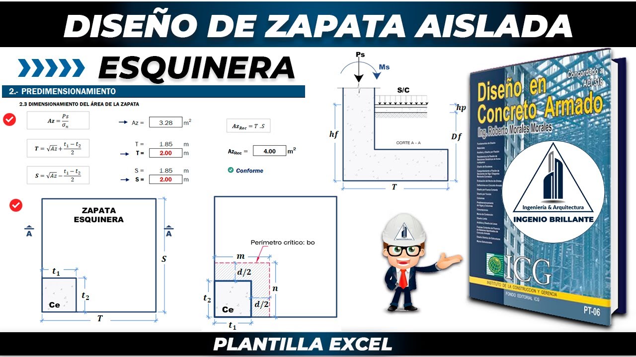 DISEÑO DE ZAPATA ESQUINERA ✅Plantilla Excel