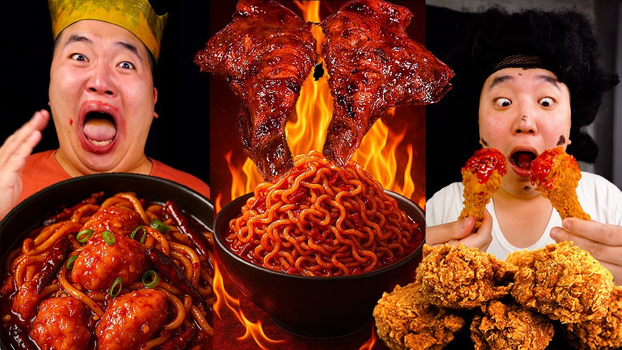 острая куриная ножка🔥 и самая безумная реакция короля Нищего🤣 | mukbang | Huba후바